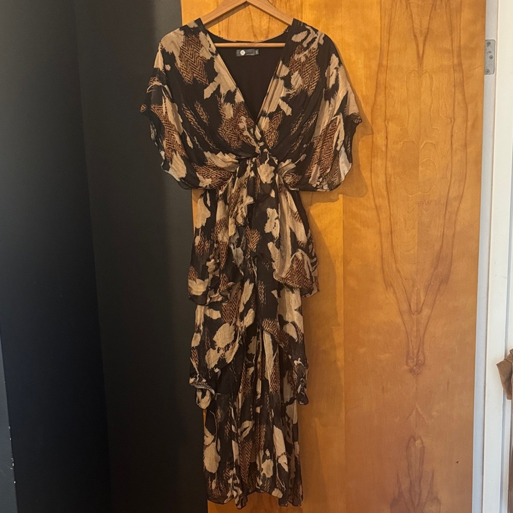 Elegant Brown and Black Women's Dress